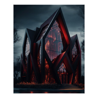 Modernes Hi-Tech Gothic House Exterior Design. Poster