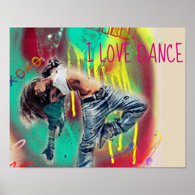 Modernes Hip Hop Tänzer Teenagerzimmer Poster (Vorne)