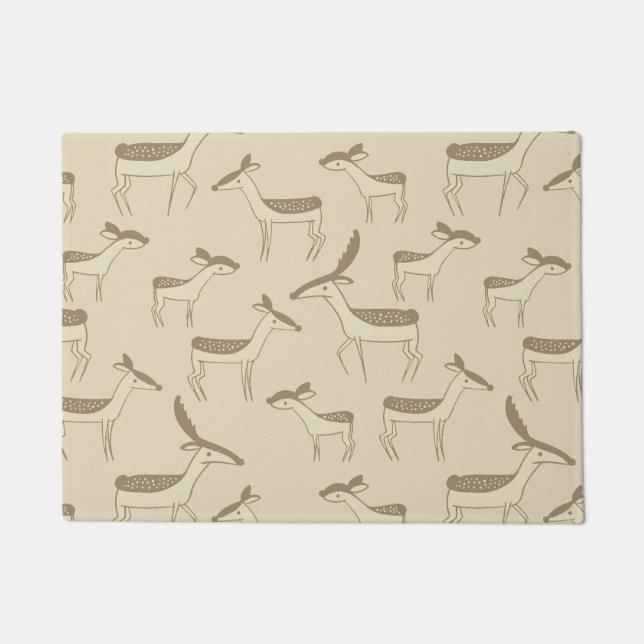 Modernes Hirschbild Beige Muster Fußmatte (Vorderseite)