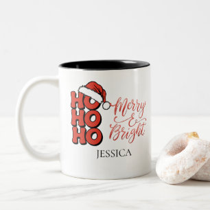 Modernes Ho Ho Ho Frohe und helle Weihnachtsnamen Zweifarbige Tasse