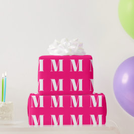 Modernes, hochrosa, individuelles Anfangsbuchstabe Geschenkpapier