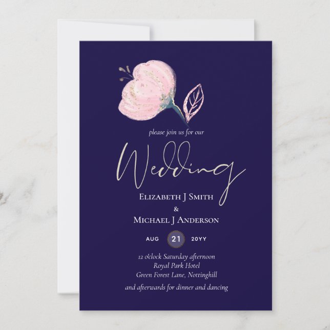 Modernes Hochzeitbudget für Hochzeiten in Blue Pin (Vorderseite)
