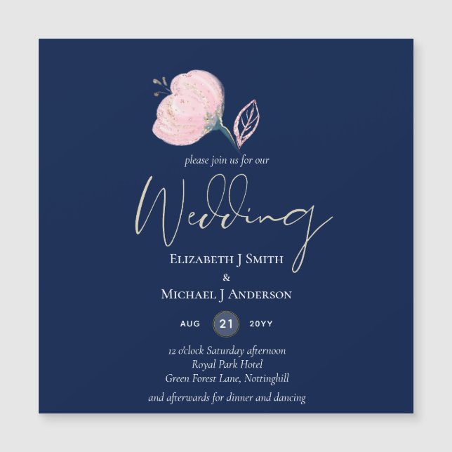 Modernes Hochzeitbudget für Hochzeiten in Blue Pin Magnetkarte (Vorderseite)