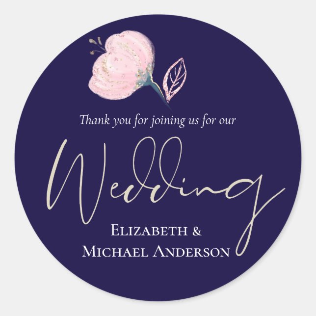 Modernes Hochzeitbudget für Hochzeiten in Blue Pin Runder Aufkleber (Vorderseite)