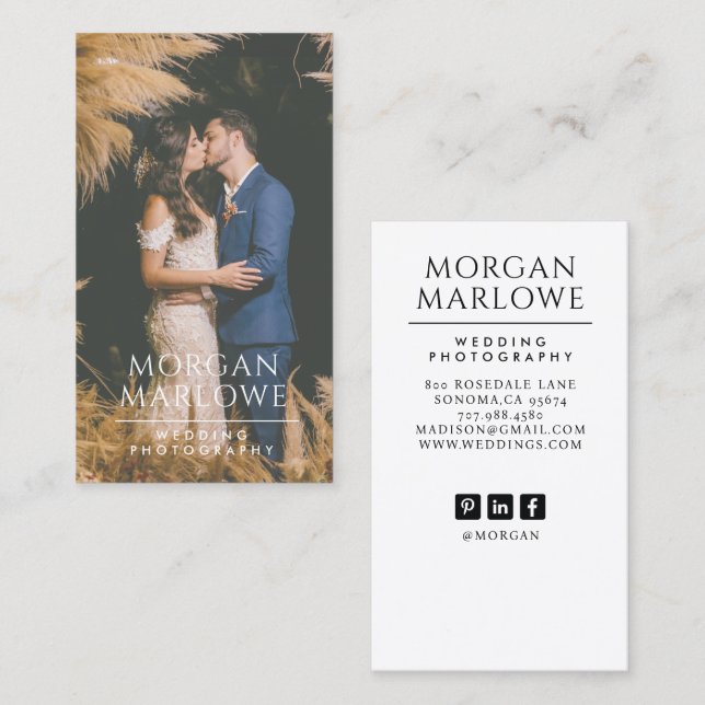 Modernes Hochzeitfotograf-Foto Visitenkarte (Vorne/Hinten)