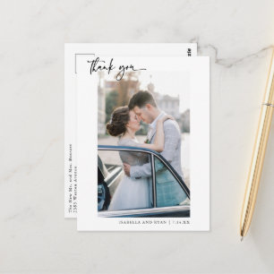 Modernes Hochzeitkalligrafie-Foto Vielen Dank Postkarte