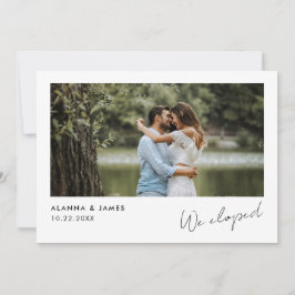 Modernes Hochzeitsankündigungs-Foto "We Eloped" Einladung