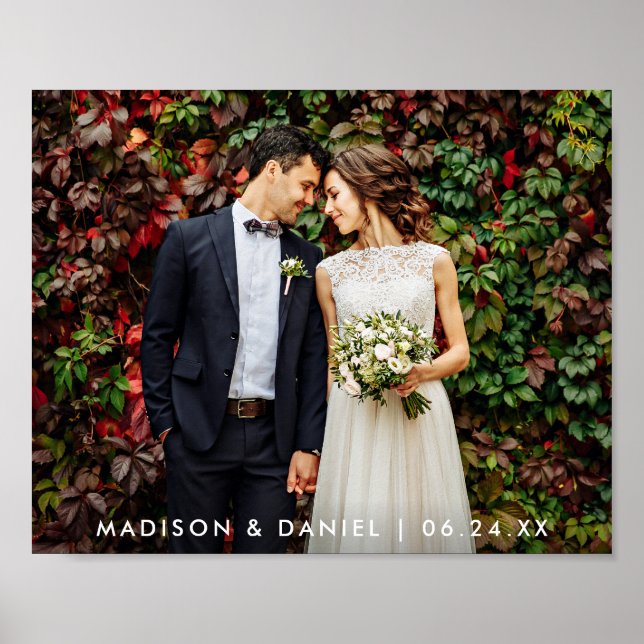Modernes Hochzeitsbril und Groom-Foto Poster (Vorne)