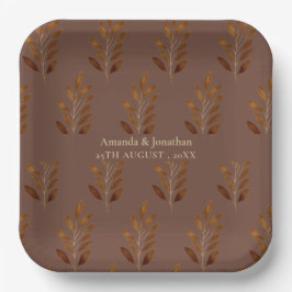 Modernes Hochzeitsbuch für Kaffee Brown und Gold L Pappteller