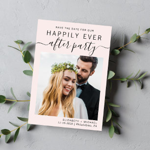 Modernes Hochzeitsempfang Foto Rosa Save The Date