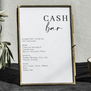 Modernes Hochzeitsgeld-Bar Bar Drink Menu Sign Poster