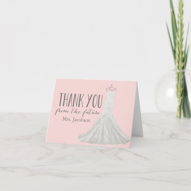 Modernes Hochzeitskleid | Brautparty Vielen Dank Dankeskarte (Vorderseite)