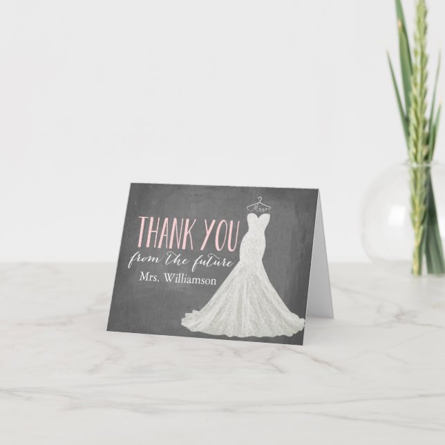 Modernes Hochzeitskleid | Brautparty Vielen Dank Dankeskarte (Vorderseite)