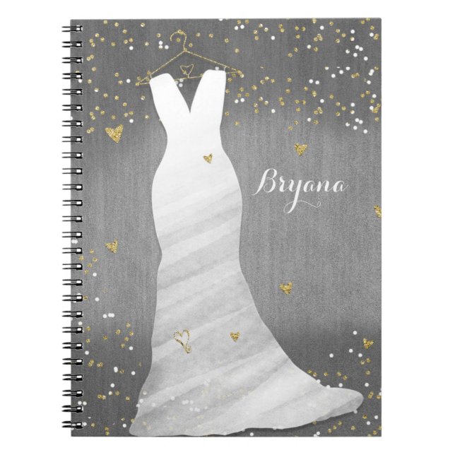 Modernes Hochzeitskleid Confetti Hearts Brautparty Notizblock (Vorderseite)