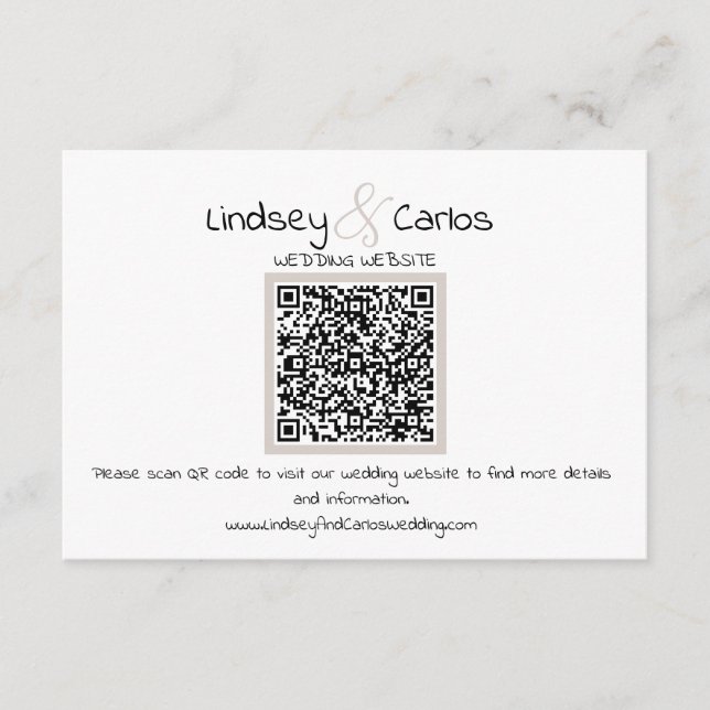 Modernes Hochzeitskleid für Elegante Silhouette QR Begleitkarte (Vorderseite)