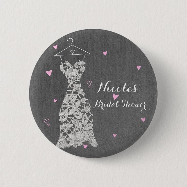 Modernes Hochzeitskleid Grau Chic Brautparty Button (Vorderseite)