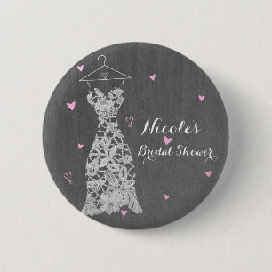Modernes Hochzeitskleid Grau Chic Brautparty Button