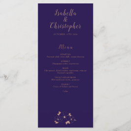 Modernes Hochzeitsmenü mit Kupfer und Blumen Menükarte