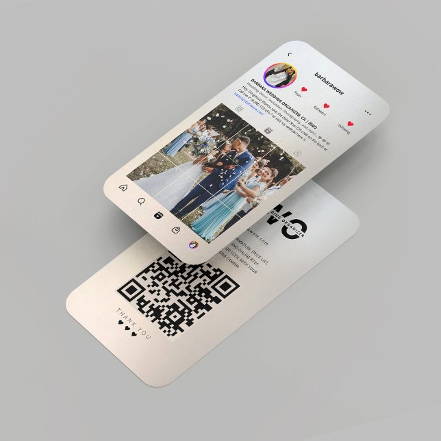 Modernes Hochzeitsorganisator-Silver-Instagramm Visitenkarte (Modern Wedding Organizer Silver Gold Instagram Business Card
)