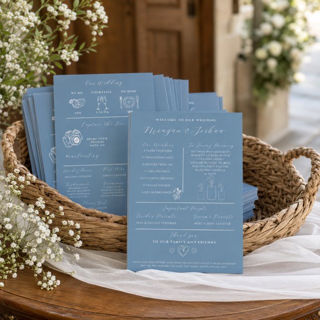 Modernes Hochzeitsprogramm für Dusty Blue Programm (Von Creator hochgeladen)