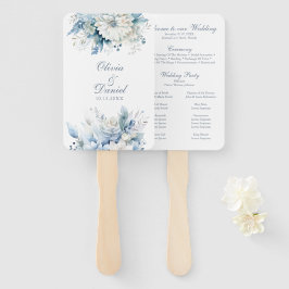 Modernes Hochzeitsprogramm für Dusty Blue Wildblum Fächer