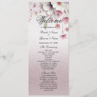Modernes Hochzeitsprogramm für Rosa-Weiße Flora Programm