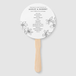 Modernes Hochzeitsprogramm für Schwarz und Weiß Fächer