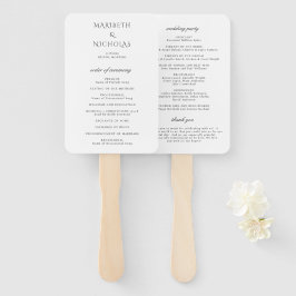 Modernes Hochzeitsprogramm für Schwarz und Weiß Fächer