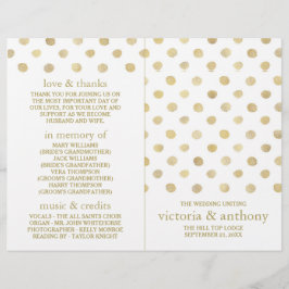 Modernes Hochzeitsprogramm für White & Gold Polka