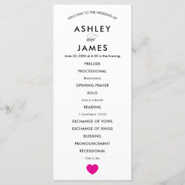 Modernes Hochzeitsprogramm für Zeremonie Fuchsia H Programm