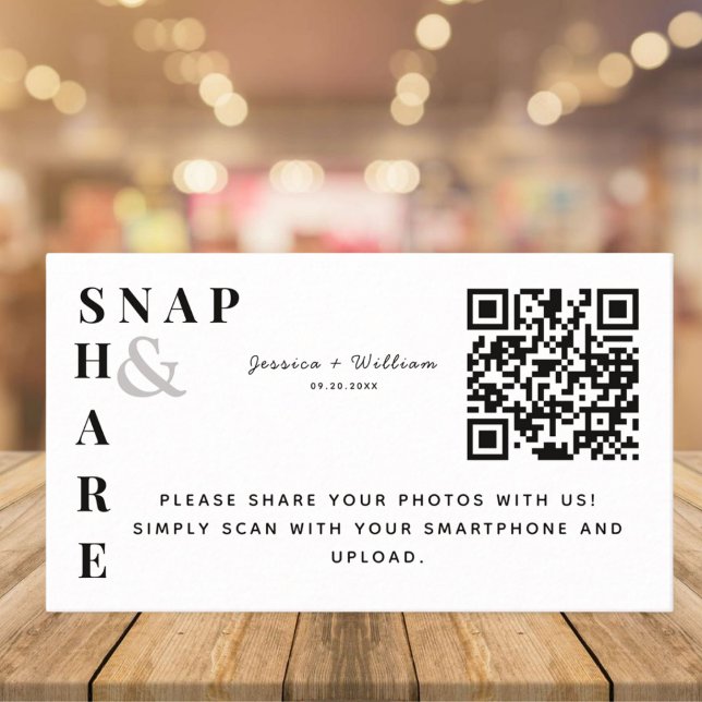 Modernes Hochzeitsschläfchen und QR-Code-Zeichen f Begleitkarte (Von Creator hochgeladen)