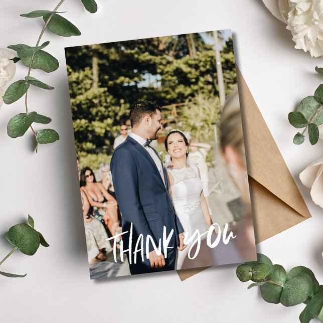 Modernes Hochzeitssemble Foto Vielen Dank Karten (Modern Wedding Photo Thank You Cards)