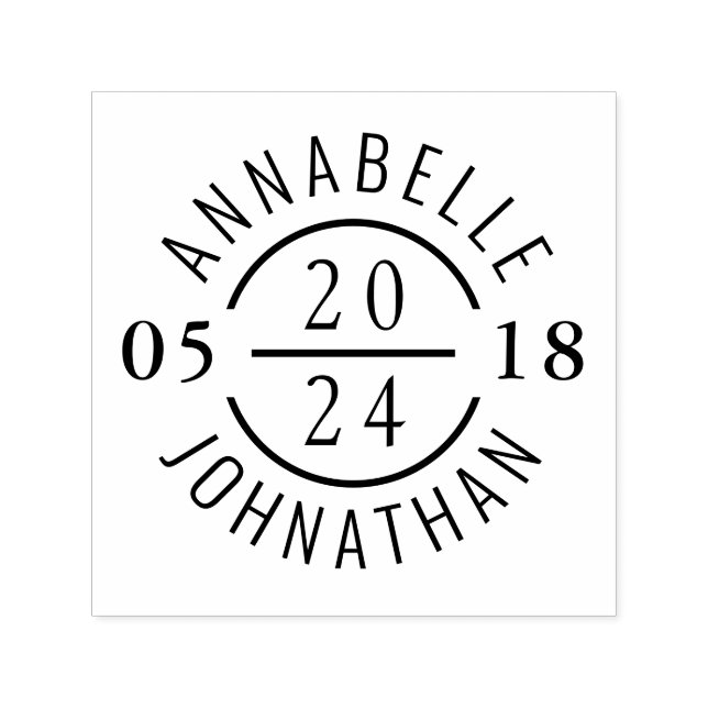 Modernes Hochzeitssemble mit Namen und Datum Permastempel (Design)