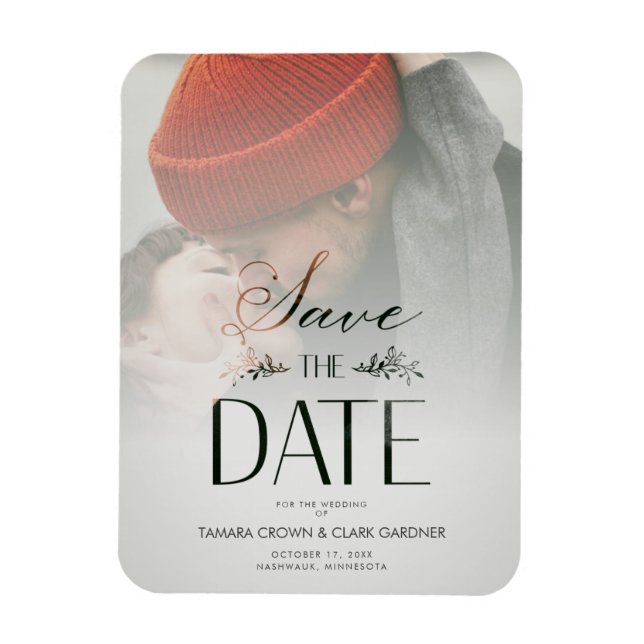 Modernes Hochzeitsskript für Luxus-Foto Magnet (Vertikal)