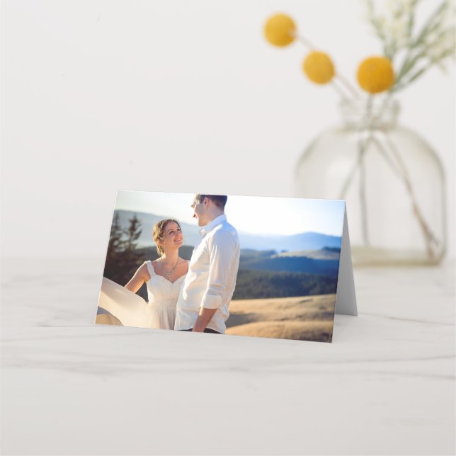 Modernes Hochzeitsstift Foto geflochtene Escort-Pl Platzkarte (Vorderseite)