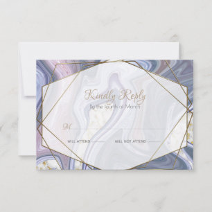Modernes Hochzeitsstipendium RSVP Marbleized Lila Karte