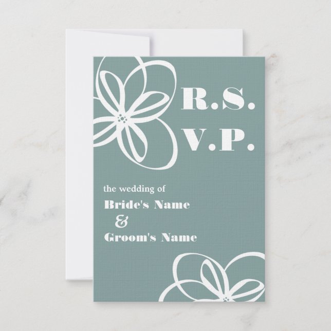 Modernes Hochzeitsszenario mit Blume RSVP Karte (Vorderseite)