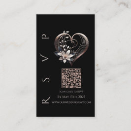 Modernes Hochzeitsszenario RSVP QR Code-Pink Herz Visitenkarte