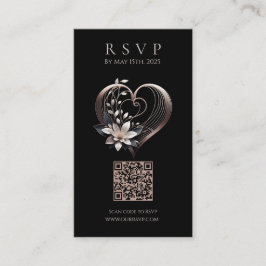 Modernes Hochzeitsszenario RSVP QR Code-Pink Herz Visitenkarte