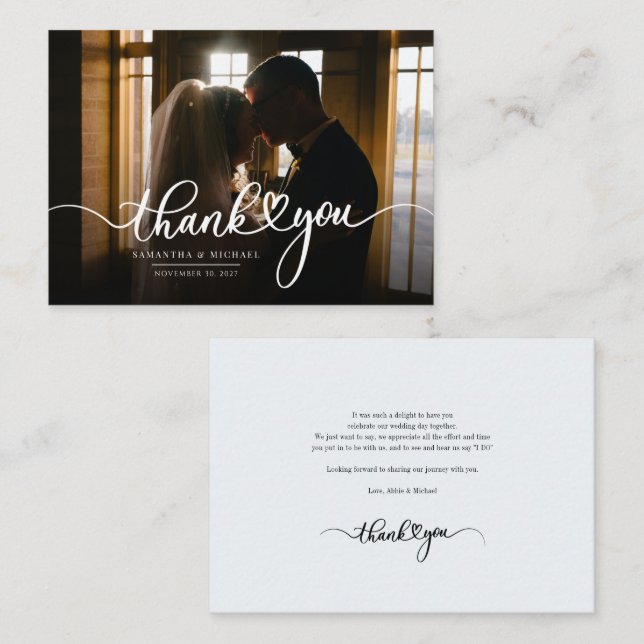 Modernes Hochzeitstil-Foto mit handgeschriebener D Mitteilungskarte (Vorne/Hinten)