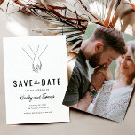 Modernes Holding-Hands-Foto Save the Date<br><div class="desc">Liebe ist in der Luft und es ist Zeit, sich an den wichtigsten Tag Ihres Lebens zu erinnern. Vergewissern Sie sich, dass Ihr perfekter Tag jahrelang in Erinnerung bleibt, um mit unseren modernen, minimalistischen rett-the-date-Karten zu kommen. Diese raffinierten und raffinierten Karten verfügen über eine einfache Linie, die zeichne, Hände zu...</div>