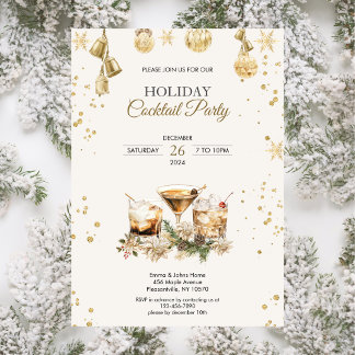 Modernes Holiday Cocktail Party Weihnachten Gold Einladung