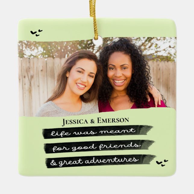 Modernes Holiday Foto Best Friend Weihnachten Keramikornament (Vorderseite)