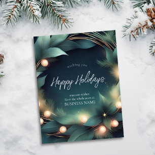 Modernes Holiday Wreath Corporate Postkarte