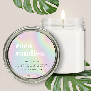 Modernes, holografisch inspiriert Gradient Candle Runder Aufkleber