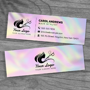 Modernes holografisches Friseur-Logo Mini Visitenkarte