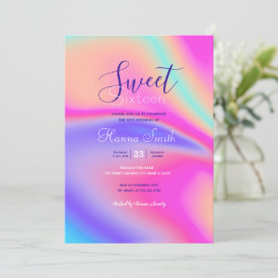 Modernes holografisches Gradient Swirl Design Einladung