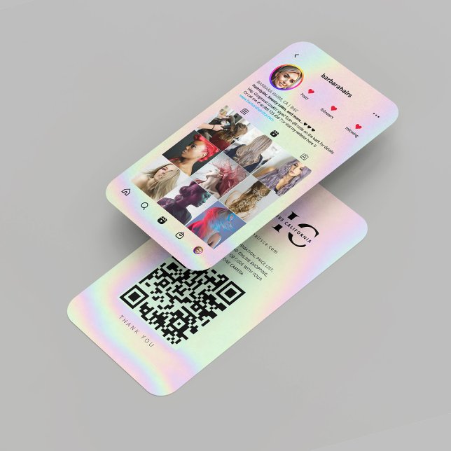 Modernes Holografisches Haarstylleninstrument Visitenkarte (Modern Holographic Hairstylist Hair Instagram Business Card
)