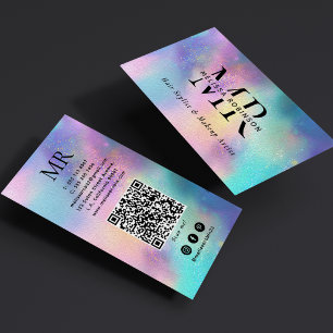 Modernes holografisches Monogramm QR-Code & Social Visitenkarte