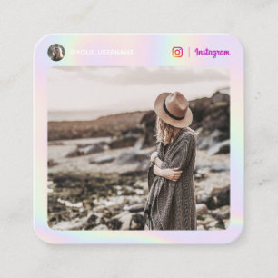 Modernes holografisches Pastell-Regenbogen Instagr Telefonnummerkarte